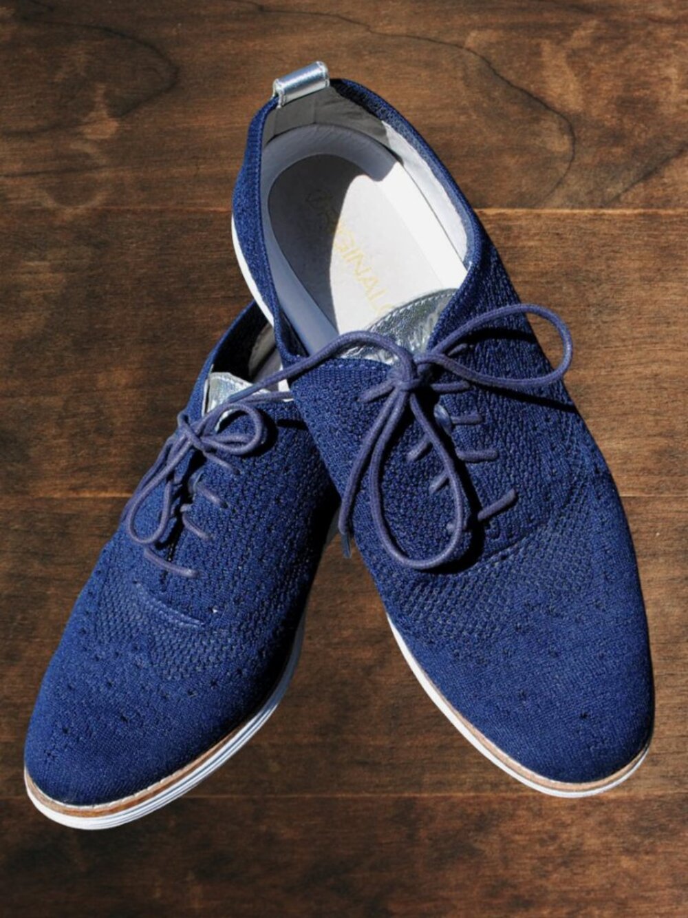 Cole Haan OriginalGrand 9.5 Womens Navy Knit Woven Oxford Lace Ups - Picture 4 of 6